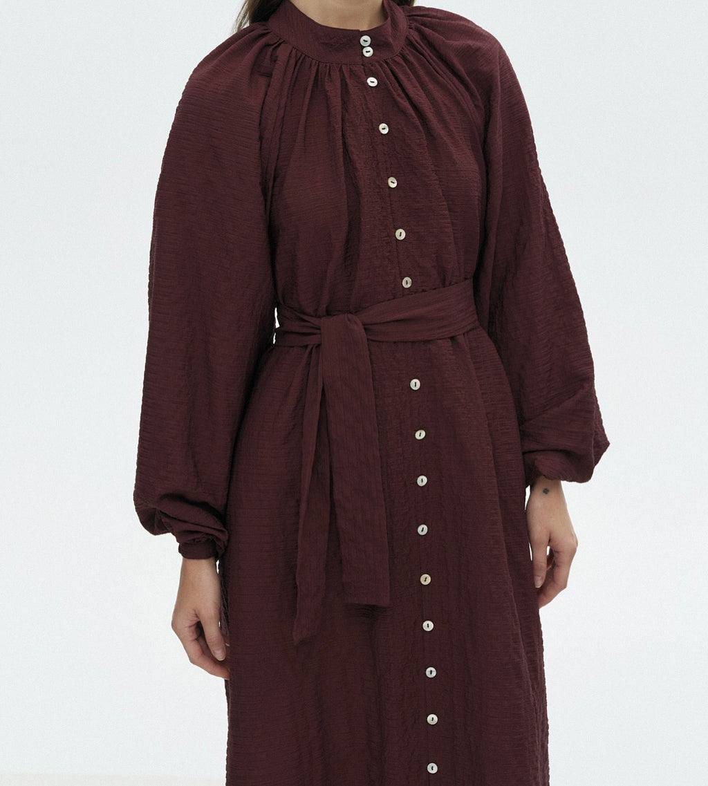 Burgundy Button Down Dress