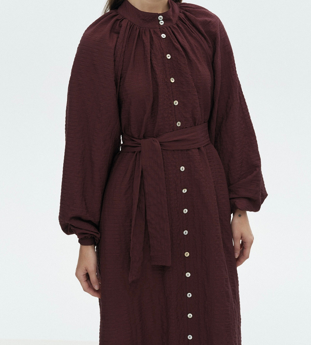 Burgundy Button Down Dress