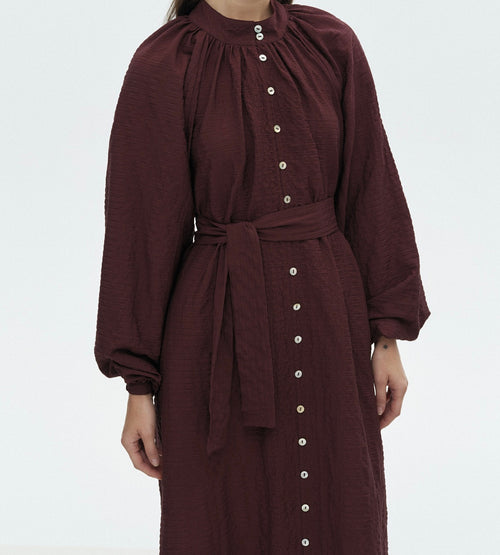 Burgundy Button Down Dress