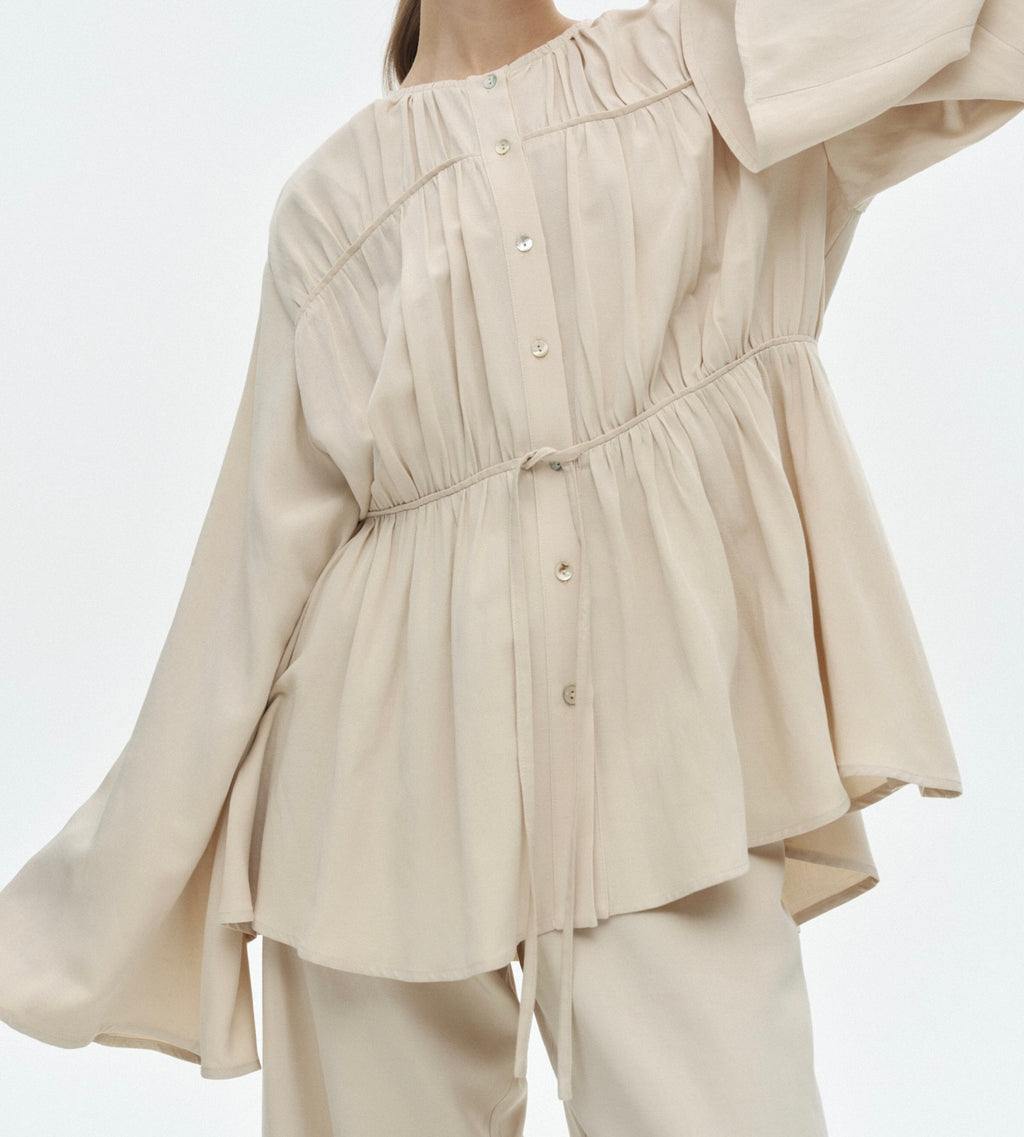Cream Button Down Blouse