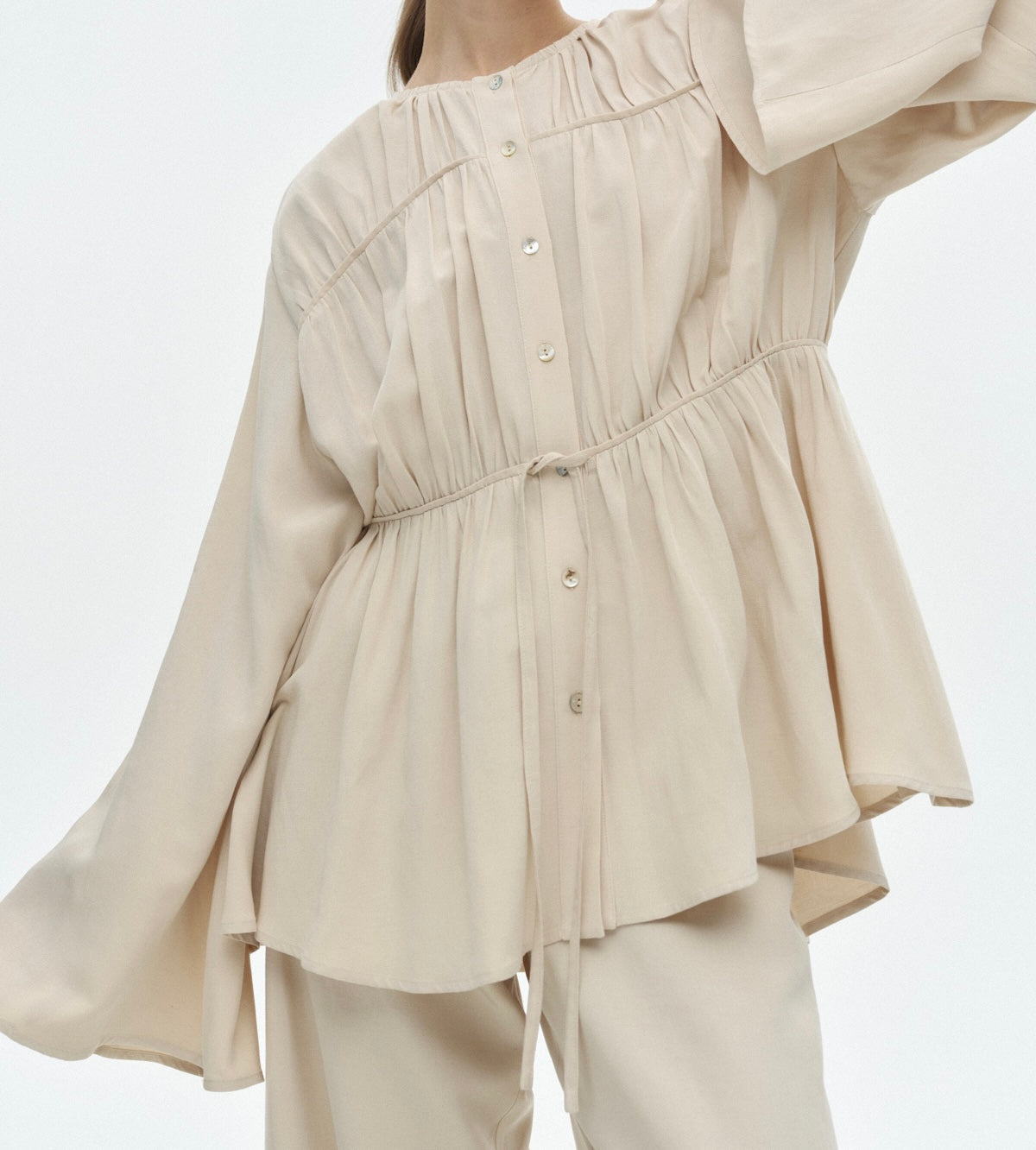 Cream Button Down Blouse